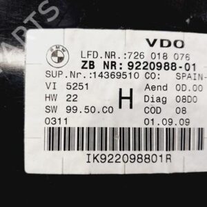 Instrumentenkombination BMW X1 (E84) 2012 9220988